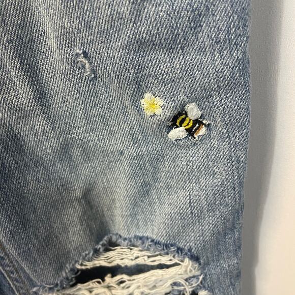 Free People We The Free Embroidered Fruit Straight Leg Distressed Jeans 26 - Picture 9 of 9